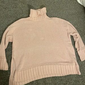 Baby pink Aerie chenille turtleneck sweater